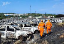 Corpo de Bombeiros inicia perícia para apurar causas de incêndio em pátio do BPRv em Aracaju