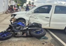 Colisão entre carro e moto deixa motociclista ferido na SE-265, em Lagarto