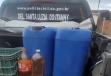Polícia Civil apreende mais de 50 litros de combustível armazenados de forma irregular em Santa Luzia do Itanhy
