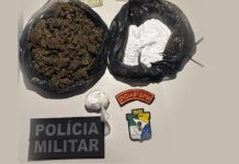 Polícia Militar apreende entorpecentes e prende dois suspeitos após abordagem a automóvel no município de Salgado