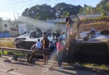 Ônibus que transportava estudantes de Lagarto tomba na BR-101; alunos tiveram ferimentos leves