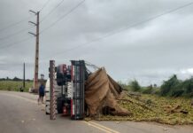 Motorista fica ferido após caminhão tombar na rodovia entre Itabaianinha e Arauá